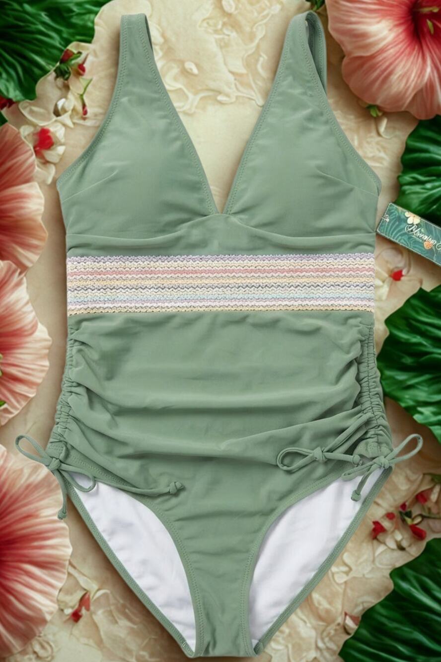 Blooming Jelly Tummy Control Swimsuits One Piece Swim Suits (M, Army Green)